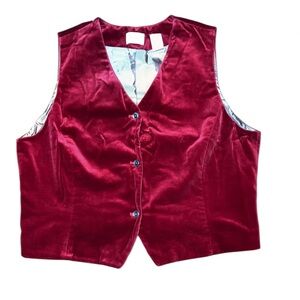 LOFT Ann Taylor Rich Burgundy Velvet vintage Vest Size 14P